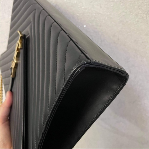 YSL Envelope Large Chevron Shoulder Bag - Picture 9 of 13